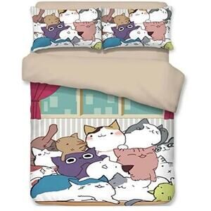 MeMoreCool Cats Kittens Twin Duvet w/Zipper Closure, 1‎ Matching Sham Pillowcase